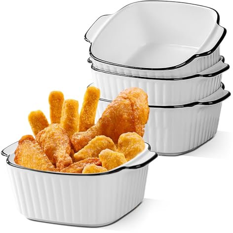 4er Set Auflaufform klein Hochwertige Keramik kleine Auflaufformen mit Griffen, Ofen, Mikrowellen und Airfryer tauglich,Perfekt für Gratin, Pasta, Desserts und mehr Kleine Auflaufform für 1 Person