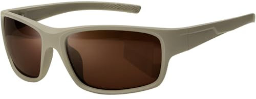 KANASTAL Gafas de Sol Marrones Mujer Deportivas Polarizadas Rectangulares Hombres Anchas Ciclismo Correr Protección UV400 Brown Sunglasses - Caqui Montura Marron Lentes