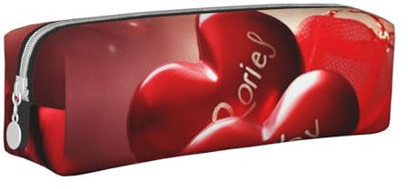 ULKMFFCF Bedrucktes Leder-Federmäppchen zum Valentinstag – niedliche Reißverschlusstasche für Schule, Büro, Reisen und Make-up, weiß, Einheitsgröße, Schulranzen