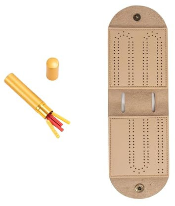 Uqezagpa Leather Board Game Set Folding Board with Metal Pegs Portable Board Game for Indoor Camping