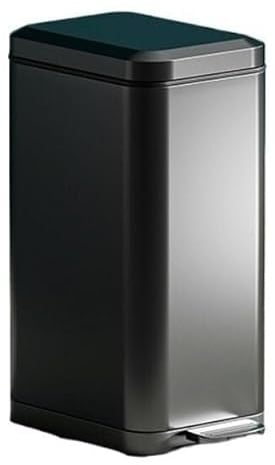 Sleek 20L Matte Black Kitchen Trash Can Slim Brushed Stainless Steel Bin with Soft Close Lid Foot Pedal Removable Liner & Handle for Easy Storage.