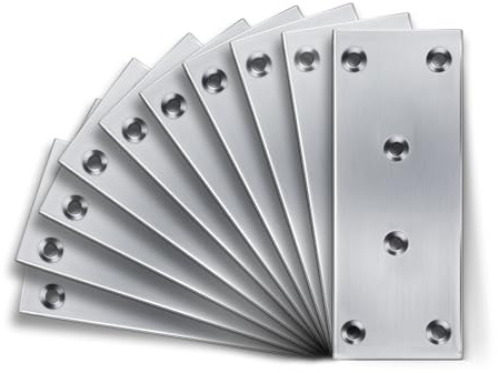 Nuts OT nuts 10 Stück Flachverbinder Edelstahl 48mm×125mm Lochplatte Metall Verbindungsblech Metallverbinder Metallplatte mit Löchern Holzverbinder für Tische Stühle Türrahmen Verbindung Holzmöbeln