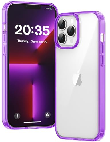 Voyahülle Clear Case for iPhone 13 Pro, Ultra Thin, Shockproof TPU Cover, Anti-Yellowing, Crystal Clear, Phone Case for Apple iPhone 13 Pro - Purple