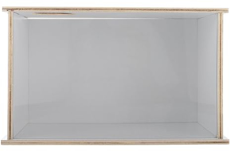 GARVALON Hamster Sandbad Transparente Badewanne aus Acryl und Holz Weiß | Sandbad Hamster, Multifunktional für Zuhause und Zoofachhandel, Glatte Oberfläche, Leicht