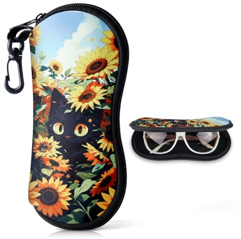 Playexen Custodia per Occhiali da Sole con Cerniera per Uomo & Donna Borsa per Occhiali in Neoprene Morbida & Ultraleggero Custodie per Occhiali Portatile con Moschettone per Occhiali Chiavi