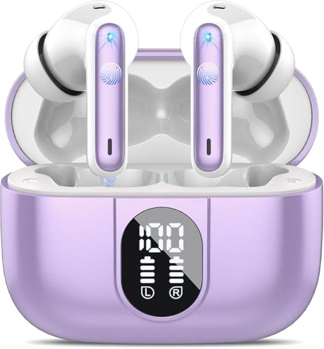 Csasan Wireless Earbuds, Bluetooth 5.3 Headphones In Ear with 4 ENC Noise Cancelling Mic, 2025 Mini Deep Bass Stereo Ear Buds, 40H Playtime Bluetooth Earphones, IP7 Waterproof Earbuds