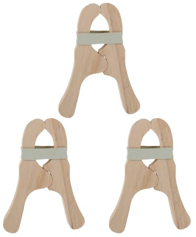 Mikikit Lot de 6 Pinces à Linge en Bois Naturel Faites Main, Accessoires Montessori pour Jeux de Construction de Cabanes, Maintien Sécurisé pour Couvertures, Jouets Créatifs en Bois
