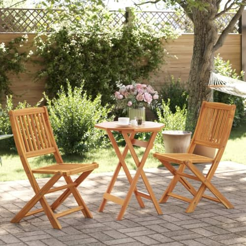QUAHEAS 3-TLG. Bistro-Set Klappbar Massivholz Akazie, 60x60x75 cm, Geöltes Gartenmöbel-Set für Terrasse, Balkon, Essbereich
