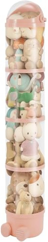 4-Layer Stuffed Animal Storage Tube – 63.7 Tall Transparent Toy Organizer for Plush Dolls, Space-Saving Vertical Holder for Bedroom, Playroom & Living Room Decor (Sturdy PP Material) (Pink)