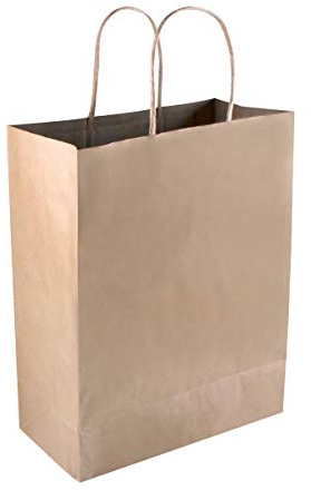 2000 Plus Premium Shopping Bag with Handles, 10 x 4.5 x 13, Brown Kraft, 50/Box (091565)