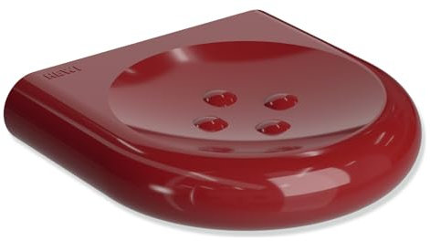 HEWI Seifenablage Serie 477, Großer Seifenhalter in rot, Seifenschale mit Noppen, 120 mm - 477.02.200 33