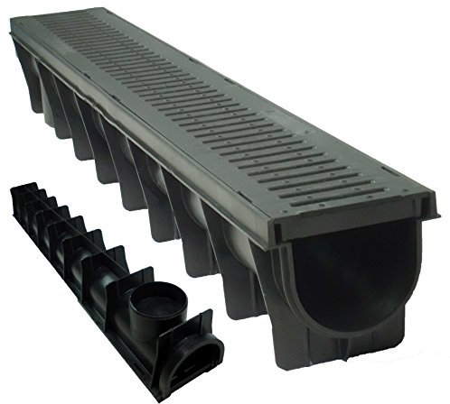4 x Drain Channel Deep Drainage Plastic PVC Heavy Duty for Water Rain Storm Shower Wetroom Garden Driveway 1m