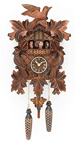 Trenkle Quarz Kuckucksuhr mit Musik 7-Laub, 3 Vögel TU 377 QMT