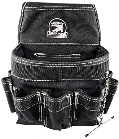 Gatorback B201 Professional Electricians Pouch. Tool Belt Ready Durable Electrician Pouch with 18 Pockets and Tape Chain
