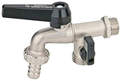 Nickelé à double clapet extérieur du robinet de jardin bugatti 1/2x 3/4 x 3/4bsp