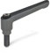 Ganter Normelemente | Verstellbare Klemmhebel mit Gewindeschraube - GN 300-78-M10-40-SW | Grifflänge: 78mm | Schraube Stahl brüniert | Griff Zink-Druckguss schwarz, kunststoffbeschichtet | 1 Stück