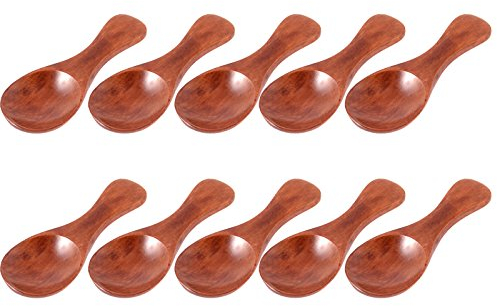 Antrader en bois de table Lot de feuilles de thé à condiments Poudre de Lait Echelle Cuillère à café Mesurette assaisonnement Cuillère Mini Lot de 10