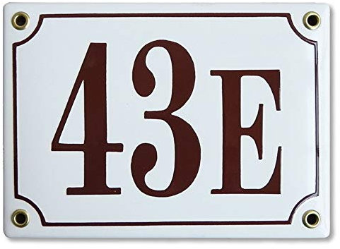 Enamel house number sign 12x17 cm | personalised door plaque