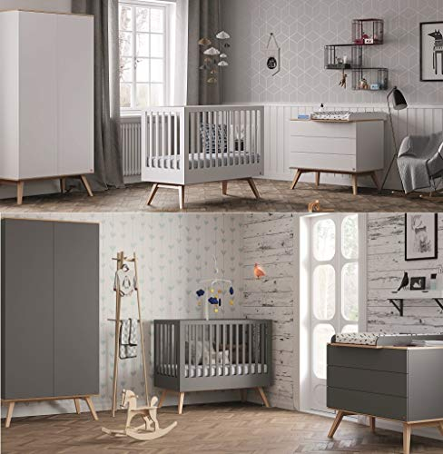 Babyzimmer Kinderzimmer komplett Set Nils weiß Bett Schrank Kommode weiß oder grafit