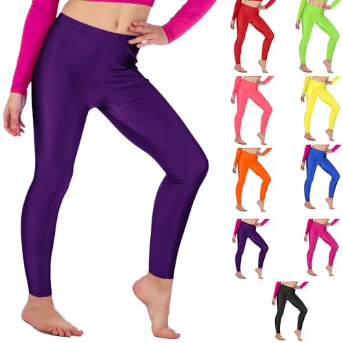 Re Tech UK Leggings Fino alla caviglila Elasticizzati - colorazioni Fluo - Ragazza/Bambina - 11-12 Anni - Viola