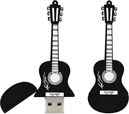 OneSquareCore 32GB Gitarrenform USB Stick USB 2.0 Flash Laufwerke Speicher USB Stick USB Stick PenDrive mit Kette (Schwarz)