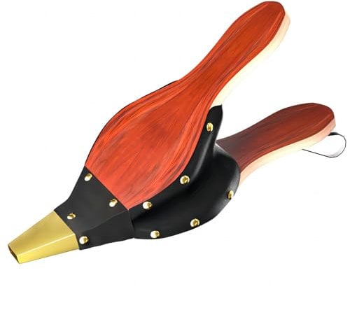Anje - Fuelle de madera para chimenea, soplador, tipo manual, de aire rápido, con correa de piel, ideal para barbacoa, chimenea y estufa de leña, tamaño mini, 30,5 x 12,5 cm, color marrón