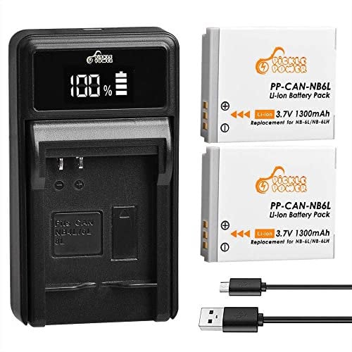 Pickle Power 2Pcs NB-6L NB-6LH Battery and Charger for Canon PowerShot SX530 HS, SX710 HS, SX700 HS, SX610 HS, SX600 HS, SX540 HS, SX510 HS, SX500 is, SX280 HS, SX270 HS, D30, S90
