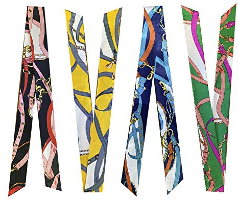 Pibupibu 8 Stück Schmal Schal Handtasche Griff Wickelband Halstuch Seidenschal für Damen