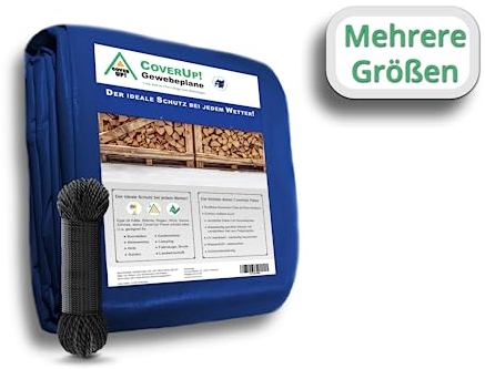 CoverUp! Bâche 3.0 x 3.0 – Toile Renforcée 120 g/m² – Étanche & Indéchirable – Œillets INOX + Corde 14 m – Idéale pour Jardin, Camping, Bois – Bleu