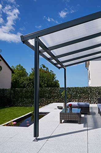 Gutta Terrassendach Premium | Tiefe 3060 mm | Weiß | Verschiedene Größen & Eindeckungen (Polycarbonat Stegplatten 16 mm weiß gestreift, 7120 x 3060 mm)