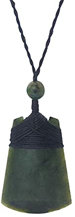 81stgeneration Unisex Geschnitzte Nephrit Jade Grünstein Maori Toki Klinge Anhänger Halskette
