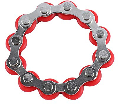 Colorful Fahrradkette Zappeln Spielzeug Edelstahl Fahrrad Kette Zappeln Sie Stress Reduzierer für Erwachsene und Kinder (Rot)