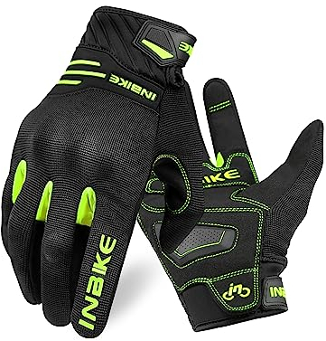 INBIKE Motorradhandschuhe Herren Winter Sommer Schutz Handschuhe Motorrad Fahrrad Motocross Männer Vollfinger Radhandschuhe Grün L
