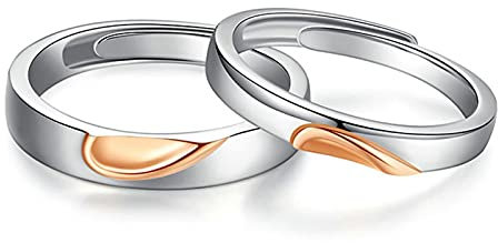 ANAZOZ FEDI Nuziali Argento Coppia 925 Rodiato,Puzzle Cuore Argento Rosa Oro Anello Personalizzato Uomo Regolabile
