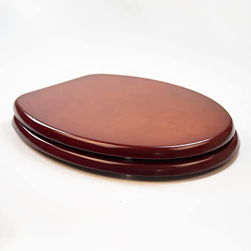 marko Wooden Toilet Seat Wood Standard Size Mahogany Chrome Hinges Fixings Included