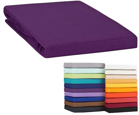 Moon-Classic Topper Spannbettlaken Spannbetttuch 120x200-120x220 cm Jersey aus 100% Baumwolle (Lila)