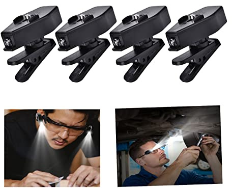 JOJOCY Eyeglass Clip Light, 2 Pairs Mini LED Book Lights Clip On Eye Glasses, Adjustable LED Night Lamp 360 Degree Rotatable Light for Night Reading Camping Fishing Appliance Maintenance