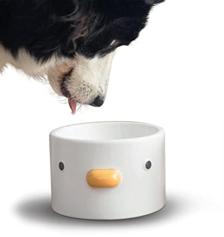 PURROOM Cat Bowl, Non-spilled & Non-slip Food Water Bowl, Cute Chick Shape, Made of High-end Ceramic, 1KG Solid Weight is not Easy to Push, Suitable for Small Dogs & All Types of Cats.