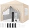 Yaheetech Pop-Up Gazebo 3x3m with 4 Removable Side Panels, Silver-costed Oxford Marquee Canopy with Wheeled Bag & Sandbags, Metal Frame Shelter Tent for Outdoor Garden Party Camping, Beige