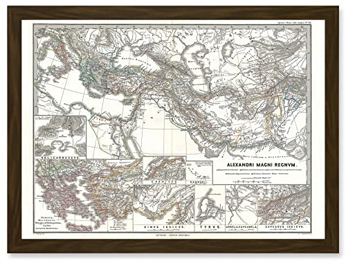 Artery8 Geography Map Illustrated Antique Empire Alexander Great Mediterranean Artwork Framed Wall Art Print A4
