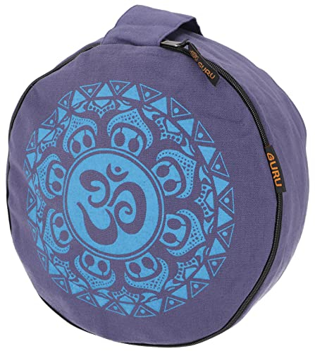 GURU SHOP Yoga Kissen, Yogakissen, Bedrucktes Meditationskissen mit Dinkel Füllung - Blau/türkis, Baumwolle, 13x30x30 cm