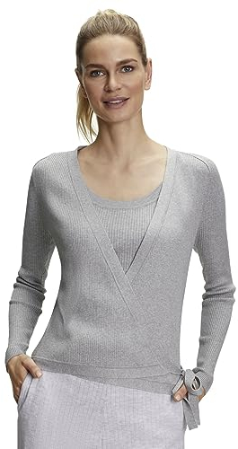 FALKE Damen Strickjacke YOGA Wickeljacke W JA Seide Baumwolle feuchtigkeitsregulierend 1 Stück, Grau (Light Grey 3106), XL/XXL