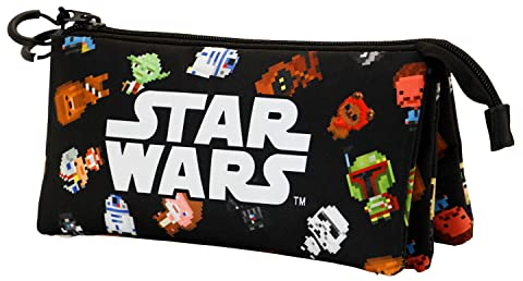 Star Wars Chibi-Fan Dreifach Federmäppchen, Mehrfarbig, 23 x 11 cm