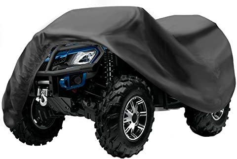 ZOEDO Housse de Protection imperméable et résistante au Vent pour Quad - Protection Toutes Saisons - 4 Roues - pour Kawasaki, Honda, Polaris, Yamaha - 213,6 cm (Noir, Taille XXL)