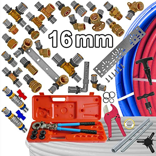 MegaHaustechnik QUALITÄTS PRESSFITTING TH Kontur - Wandwinkel 1/2 Rohr Zoll Innengewinde IG für Mehrschichtverbundrohr 16,0 x 2,0mm mit 35mm Wandabstand