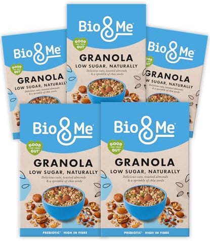 Bio&Me: Low Sugar Gut-Loving Granola 5-Pack (5 x 360g Total) / Vegan, No Added Sugar, High Fibre, Breakfast