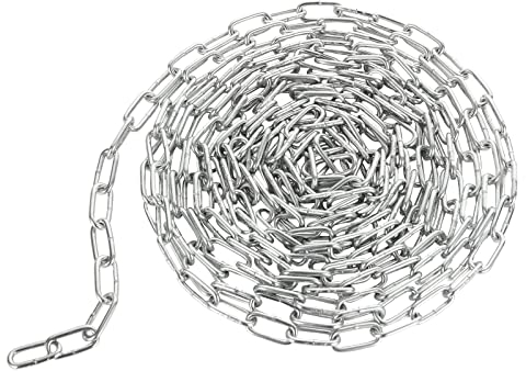 MIVIDE 2 Stück 5 m Edelstahl-Kettenglied, Kette für Vorhängeschloss, 3 mm robuste verzinkte Kettenglieder für Zauntor, Garagentore, Schaukelkette und Fahrrad-Sicherheitsschloss