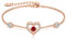 CDE Bracciale da donna in argento sterling 925, con cuore in oro rosa, con pietra portafortuna, regalo per lei, San Valentino, compleanno, Natale, festa della mamma, matrimonio, anniversario, 17 4 cm,