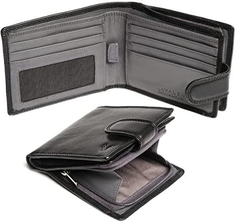 Lavalen® Portafoglio Uomo Pelle Vera con Blocco RFID - Portamonete Uomo con Cerniera Fatto a Mano - Portafoglio Ragazzo Grande Capacità - Portafoglio Porta Carte di Credito Regalo Uomo Perfetto.