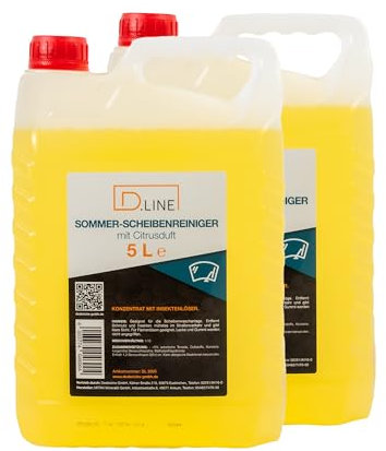 D.LINE Sommerscheibenreiniger Konzentrat mit angenehmen Citrusduft, Reinigungskonzentrat für die Scheiben- und Scheinwerferwaschanlage im Sommer (2), 10.0 liters